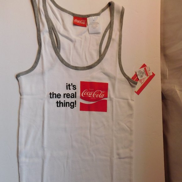 Coca Cola White Tank Top It's The Real Thing Size XL NEW - Picture 1 of 3